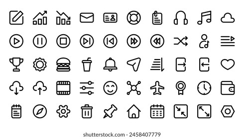 User interface icon set for modern design projects. Perfect for web, app, and software interfaces. Clean, minimalist style