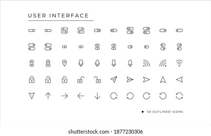 User Interface Icon set with outlined style