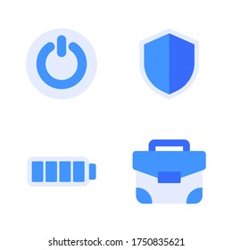 user interface icon set = power, shield, battery, briefcase