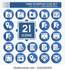 User Interface Icon Set. suitable for Web Interface symbol. long shadow style. simple design editable. design template vector. simple symbol illustration