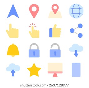 User interface icon set. Vector outline set.