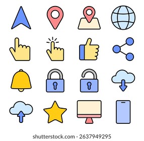 User interface icon set. Vector outline set.