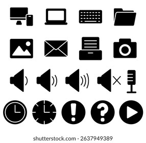 User interface icon set. Vector outline set.