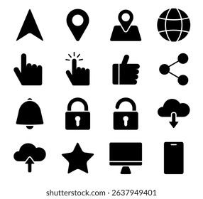 User interface icon set. Vector outline set.