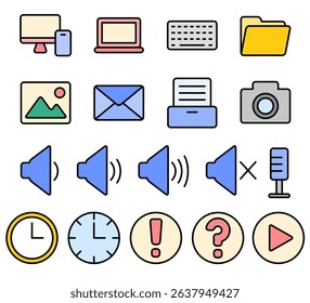 User interface icon set. Vector outline set.