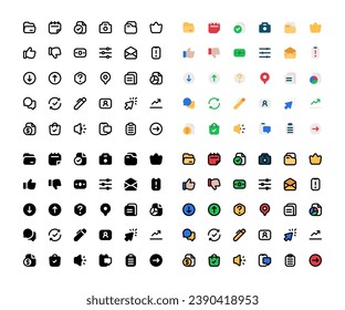 User Interface icon set Web apps, approved, like, dislike, location, camera, folder, click, arrow and more