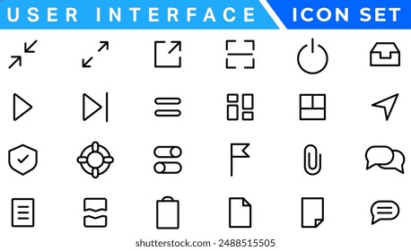 User Interface icons. Basic Web editable stroke icons collection. Vector