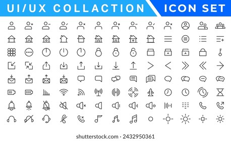 User Interface Icons Collection, Basic ui ux icon set. Set icon of user interface. Vector illustration. editable stroke