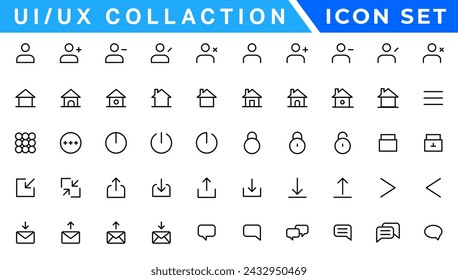 User Interface Icons Collection, Basic ui ux icon set. Set icon of user interface. Vector illustration. editable stroke