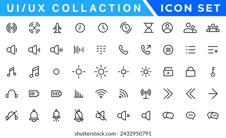 User Interface Icons Collection, Basic ui ux icon set. Set icon of user interface. Vector illustration. editable stroke