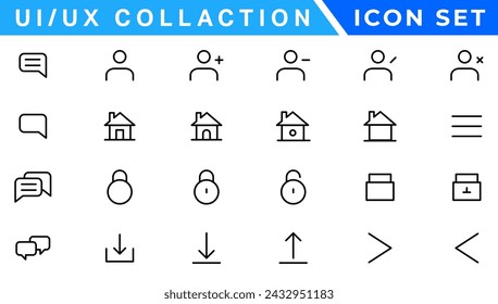 User Interface Icons Collection, Basic ui ux icon set. Set icon of user interface. Vector illustration. editable stroke
