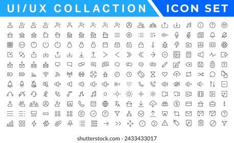 User Interface Icons Collection, Basic ui ux icon set. Set icon of user interface. Vector illustration. editable stroke