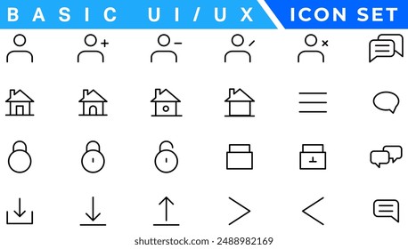 User Interface Icons Collection, Basic ui ux icon set. Set icon of user interface. Vector illustration. editable stroke.. Pixel perfect