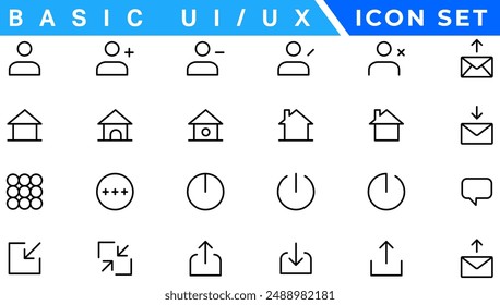 User Interface Icons Collection, Basic ui ux icon set. Set icon of user interface. Vector illustration. editable stroke.. Pixel perfect