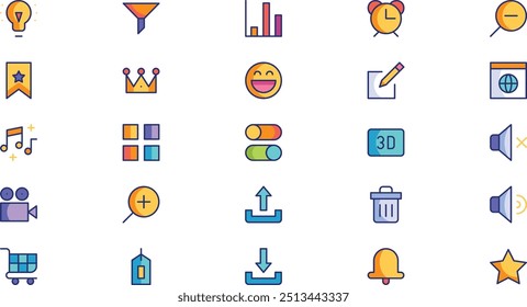 Ícones da interface do usuário Coleção de ícones vetoriais de alta qualidade com traço editável. Ideal para projetos profissionais e criativos.
