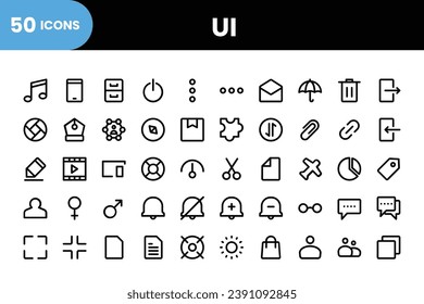 User Interface Icons Set. User Interface 50 icons collection. Vector icons collection.