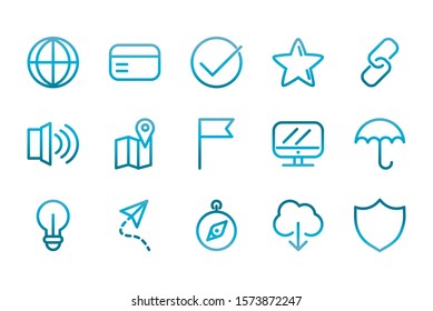 user interface icons set blue gradient vector illustration