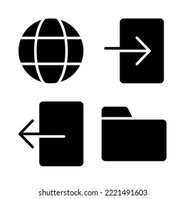 User Interface icons set = browser, login, logout, folder. Perfect for website mobile app, app icons, presentation, illustration and any other projects