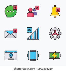 User interface icons set color with white background - vector