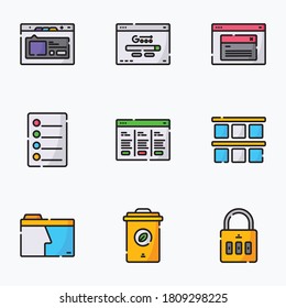 User interface icons set color with white background - vector