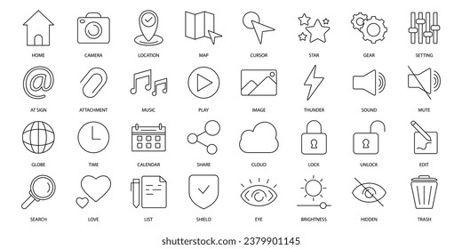 User interface icons set. Set of editable stroke icons.Vector set of User interface