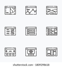User interface icons set line with white background - vector