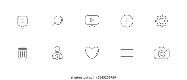 Ícones da interface do usuário definidos para Mídia social e Aplicativos digitais