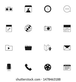 user interface icons in solid line style. glyph line UI icons set