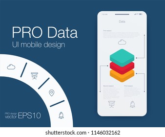User interface with infographics with charts and graphs in flat design. Ui design calendar