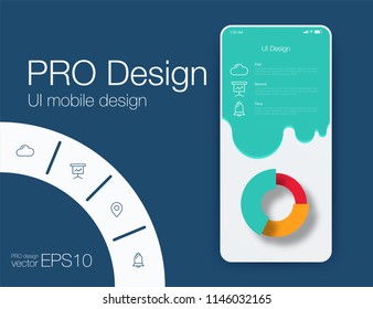 User interface with infographics with charts and graphs in flat design. Ui design calendar