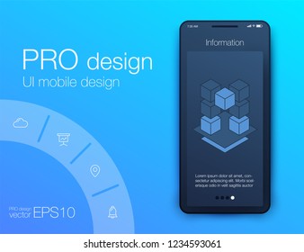User interface with infographics with charts and graphs in flat design. Ui design
