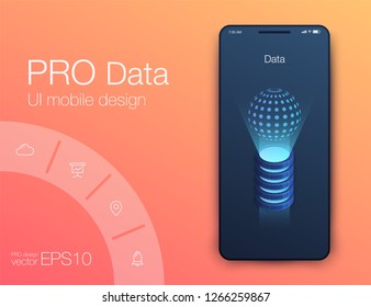 User interface with infographics with charts and graphs in flat design. Ui design