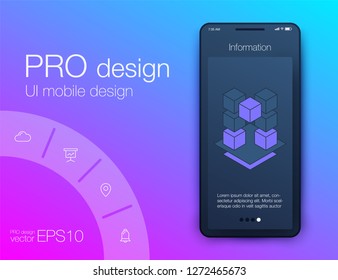 User interface with infographics with charts and graphs in flat design. Ui design