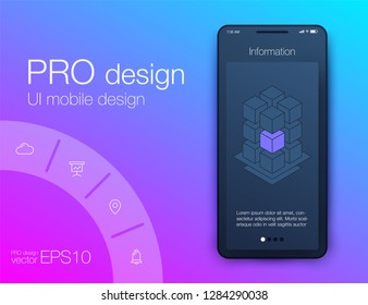User interface with infographics with charts and graphs in flat design. Ui design