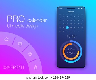 User interface with infographics with charts and graphs in flat design. Ui design