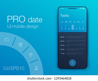 User interface with infographics with charts and graphs in flat design. Ui design