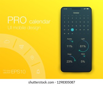 User interface with infographics with charts and graphs in flat design. Ui design