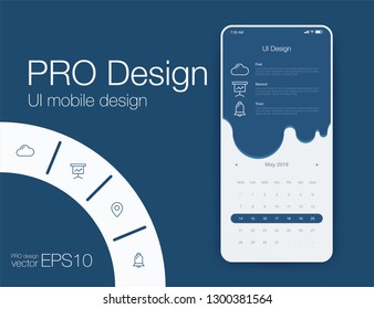 User interface with infographics with charts and graphs in flat design. Ui design
