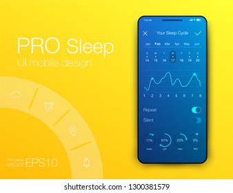 User interface with infographics with charts and graphs in flat design. Ui design