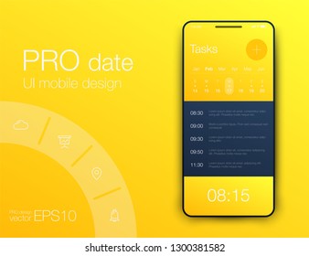 User interface with infographics with charts and graphs in flat design. Ui design