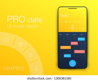 User interface with infographics with charts and graphs in flat design. Ui design