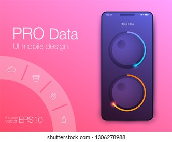 User interface with infographics with charts and graphs in flat design. Ui design