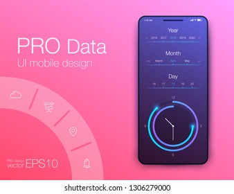 User interface with infographics with charts and graphs in flat design. Ui design