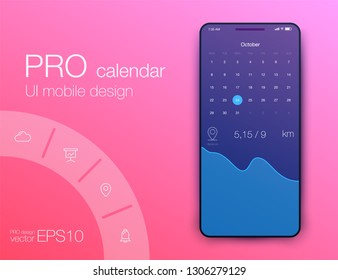 User interface with infographics with charts and graphs in flat design. Ui design