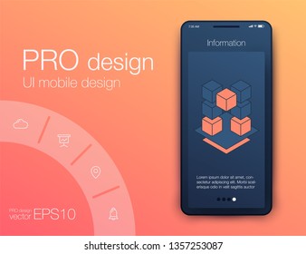 User interface with infographics with charts and graphs in flat design. Ui design
