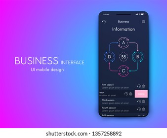 User interface with infographics with charts and graphs in flat design. Ui design