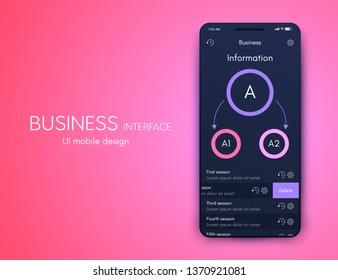 User interface with infographics with charts and graphs in flat design. Ui design