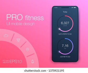 User interface with infographics with charts and graphs in flat design. Ui design