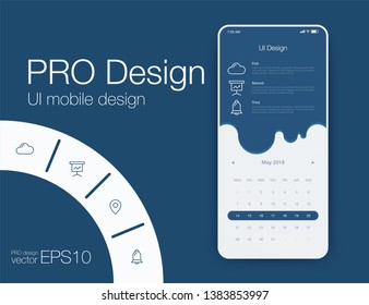 User interface with infographics with charts and graphs in flat design. Ui design