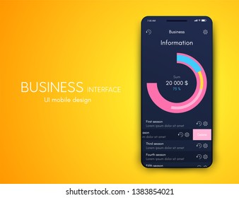 User interface with infographics with charts and graphs in flat design. Ui design